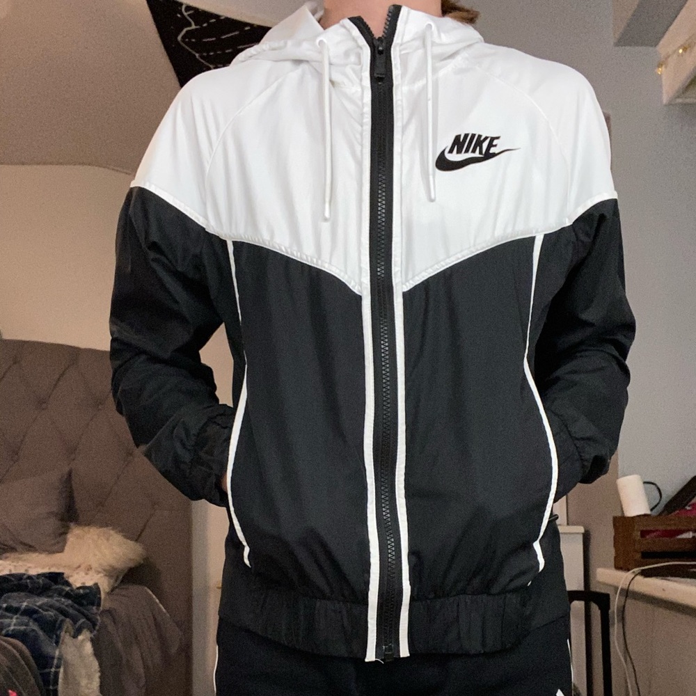 White and black nike windbreaker